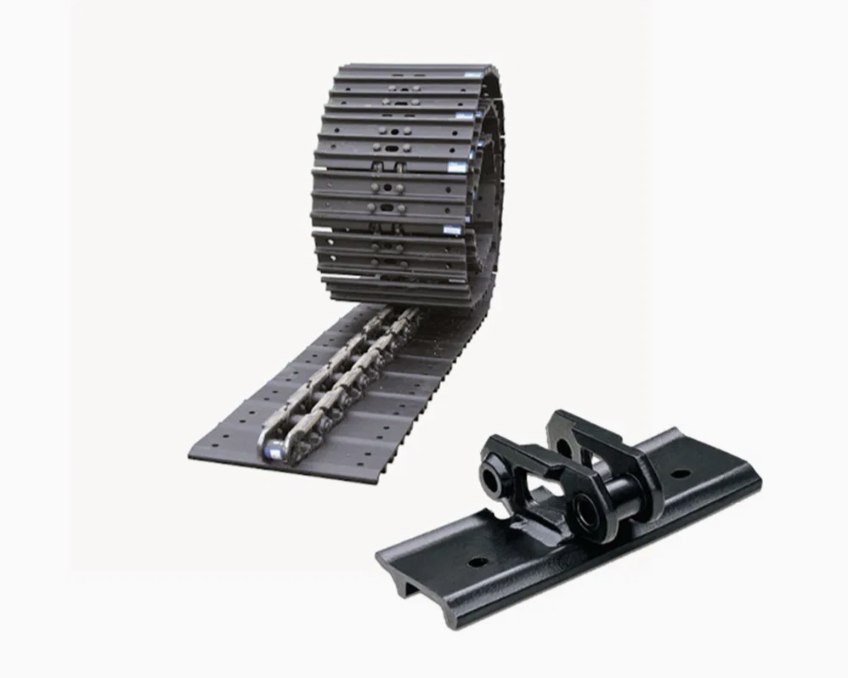 Excavator track chain assembly with shoe bolted on